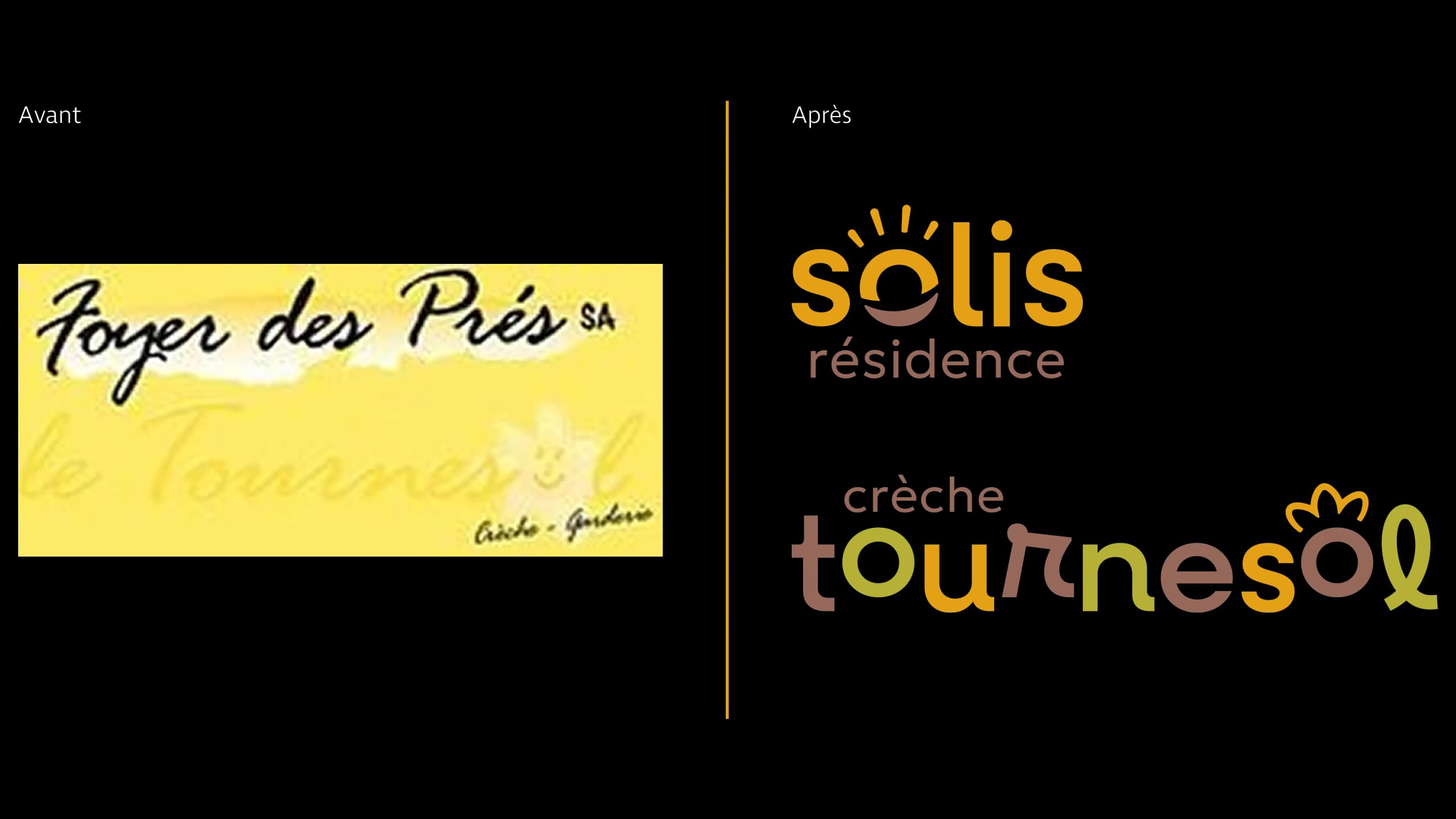 Identités visuelles de la Résidence Solis et de la crèche Tournesol