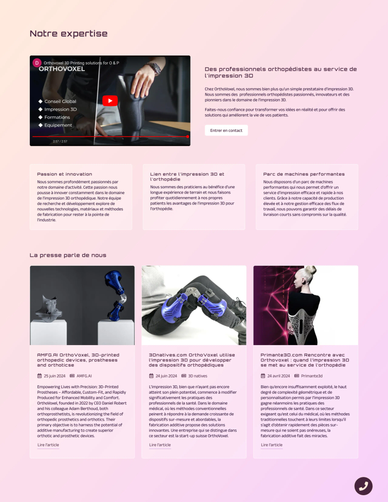 Page expertise de l'équipe d'Orthovoxel