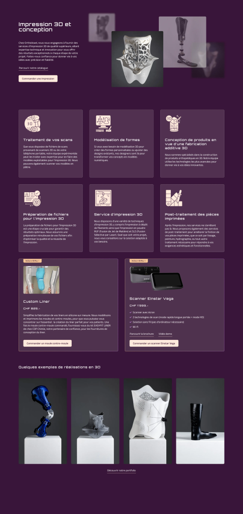 Page conception et impression 3D du site d'Orthovoxel