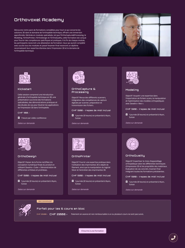 Page de l'Orthovoxel Academy