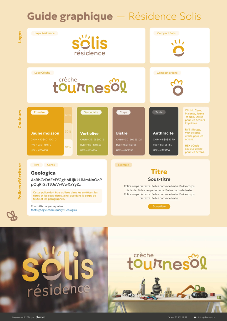 Guide graphique de la Résidence Solis et de la crèche Tournesol