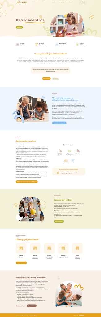 Page d'accueil de la crèche Tournesol