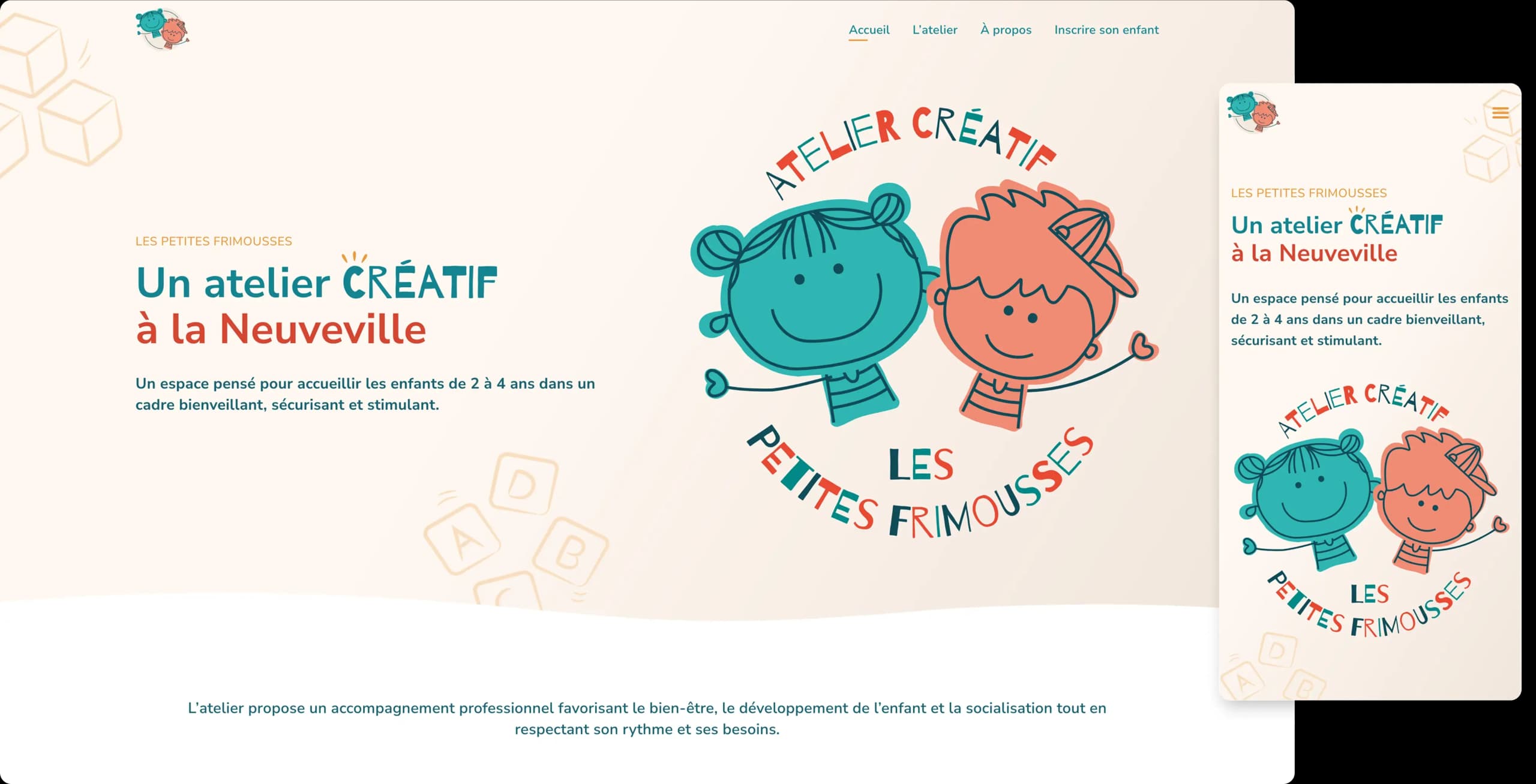 Site des Petites Frimousses sur ordinateur, tablette et smartphone